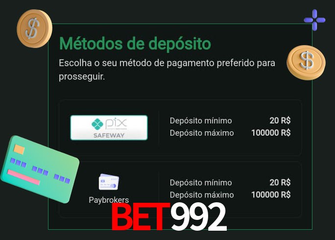 O cassino bet992 oferece uma grande variedade de métodos de pagamento